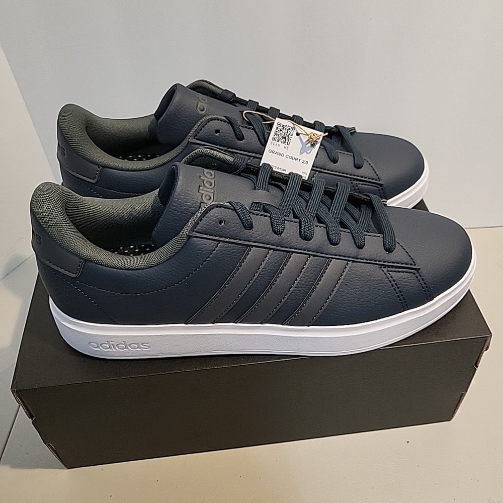 adidas Men's Navy and White Athletic Sneakers - Picture 4 of 10